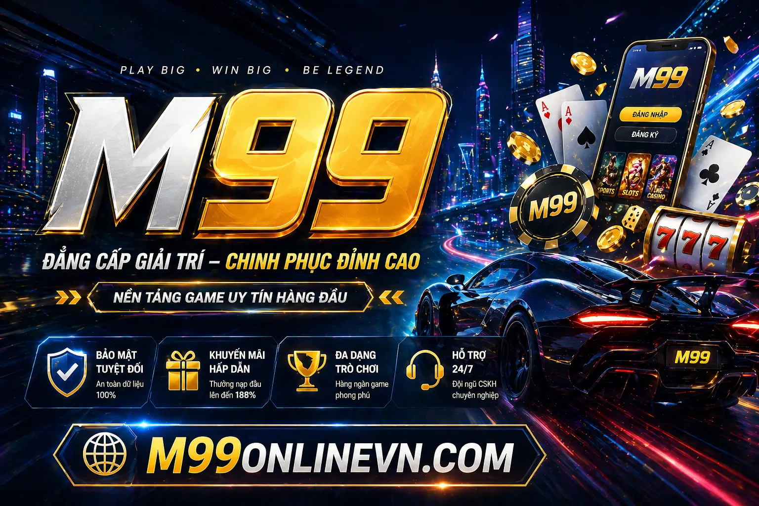 Hình ảnh tổng quan m888 nhà cái với các yếu tố bảo mật và giải trí